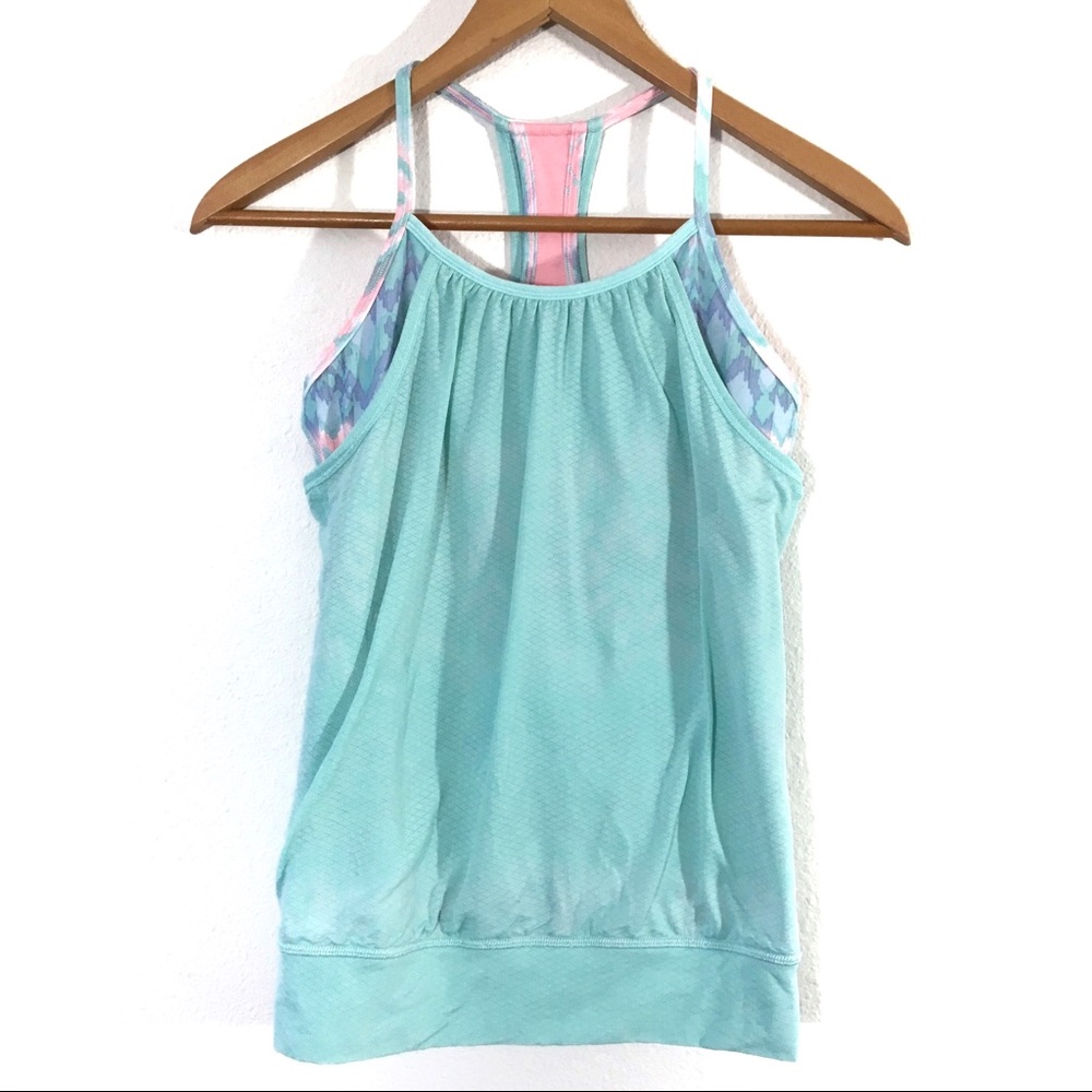 Ivivva Girls Double Dutch Tank Blue Built in Bra